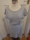 Ladies H&M Size Small Black White Striped Short Sleeved Dress