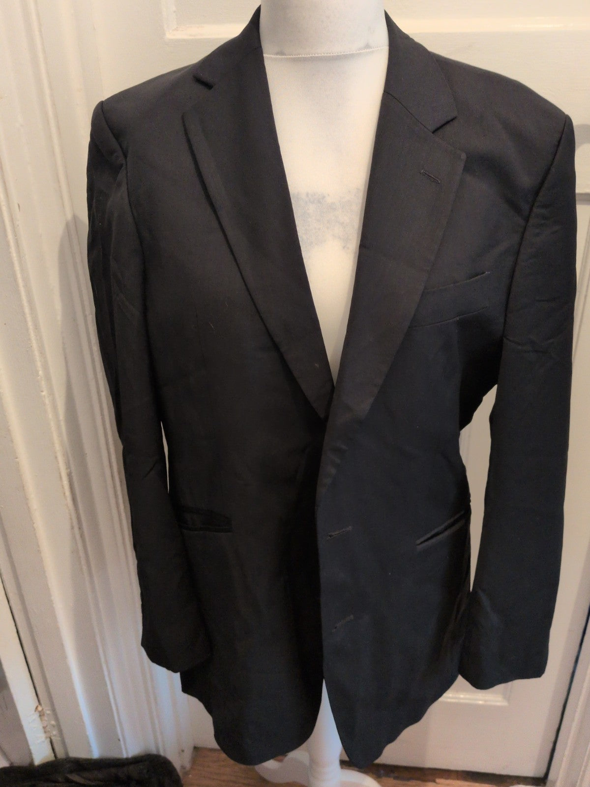 Marks And Spencer The Washable Suit 42M Wool Blend Black Suit Jacket