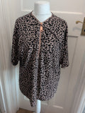 New Look 18 Pale Pink And Black Leopard Print Semi Zip Jumper