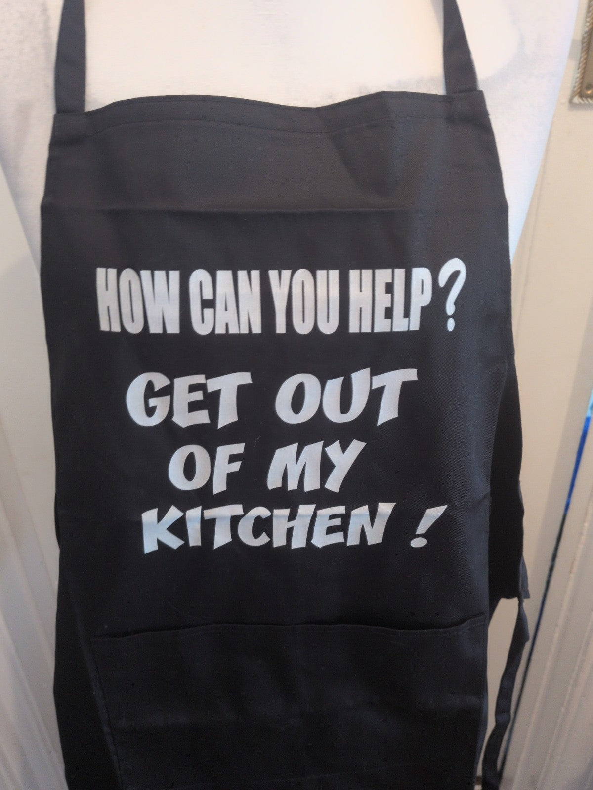 Brand New Black With White Print Apron