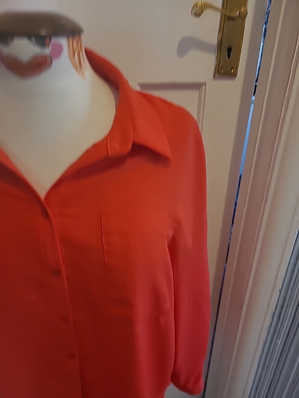 Ladies New Look Size 10 Red Long Sleeved Oversized Blouse