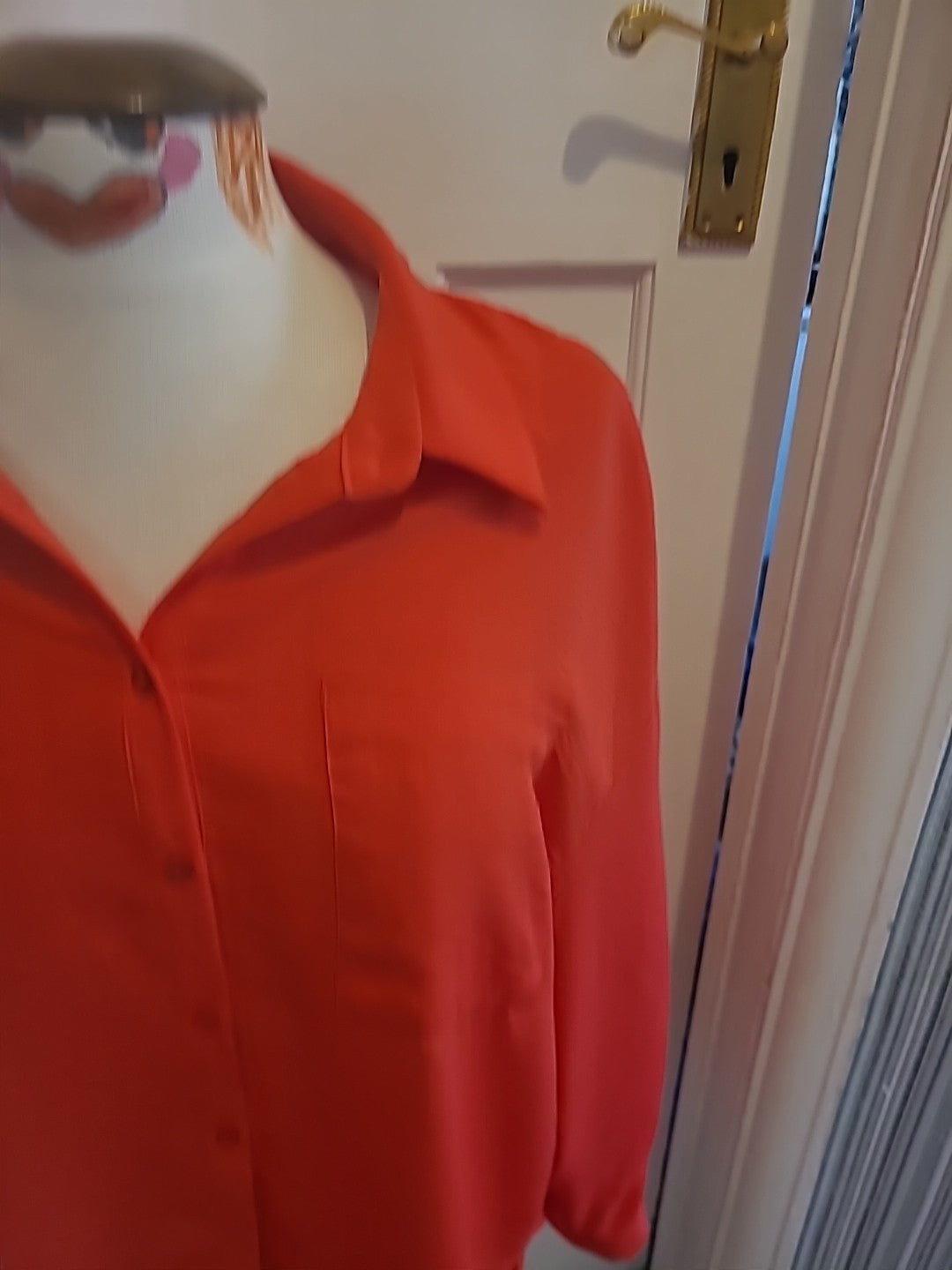 Ladies New Look Size 10 Red Long Sleeved Oversized Blouse