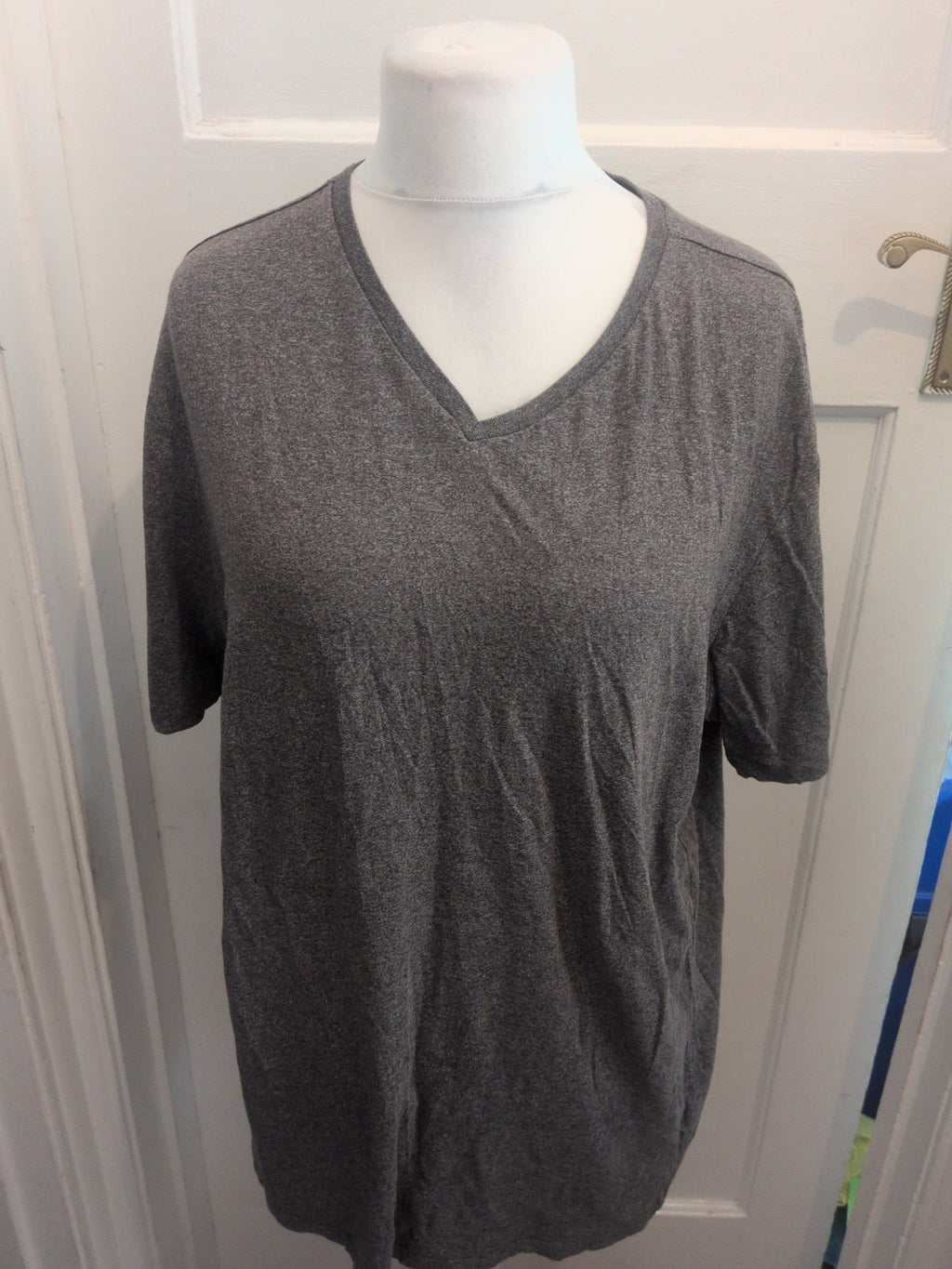 F&F Original 2XL Grey Fleck V Neck Tshirt Short Sleeve