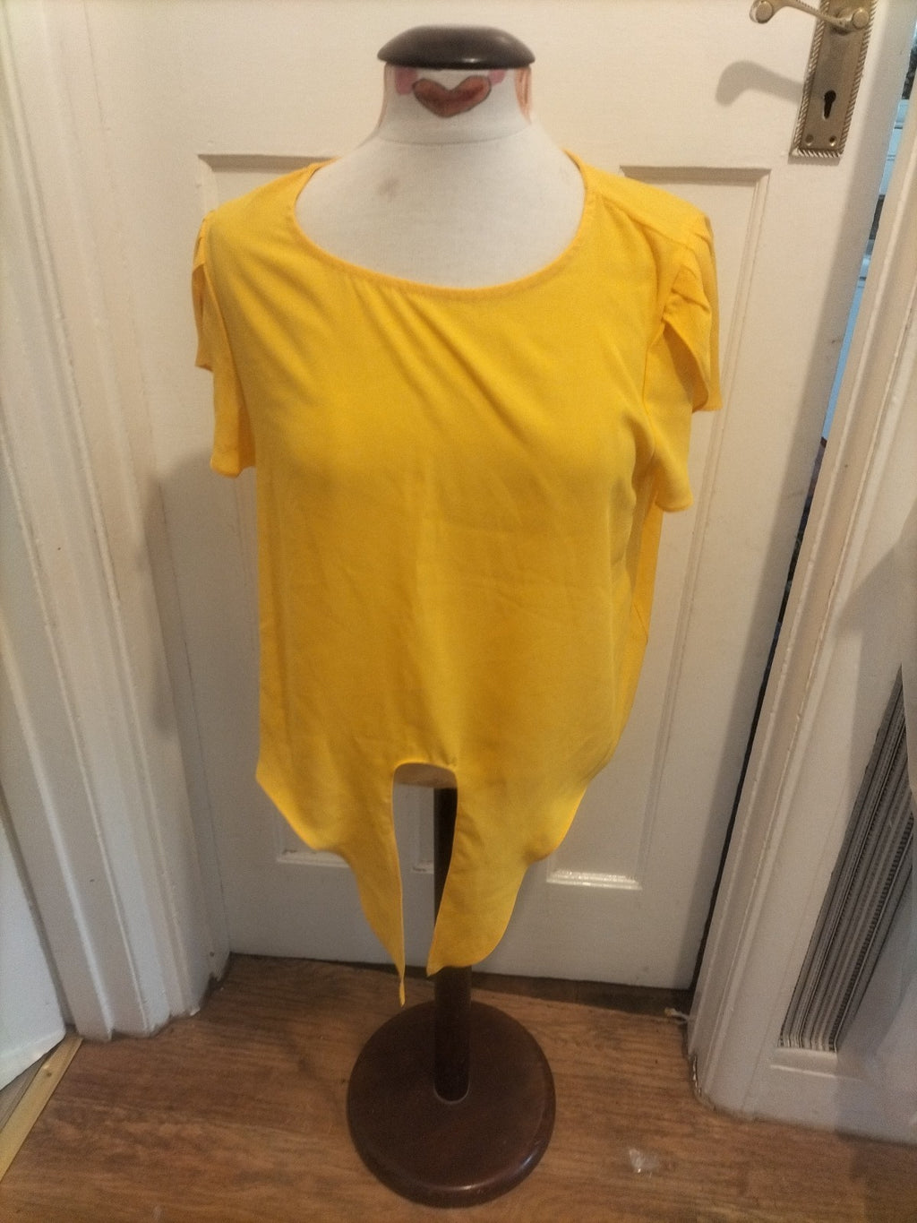 Ladies Shein Size Large Yellow Shirt Sleeve Blouse