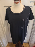 Ladies Emreco Size 20 Black With Silver Stars Tshirt