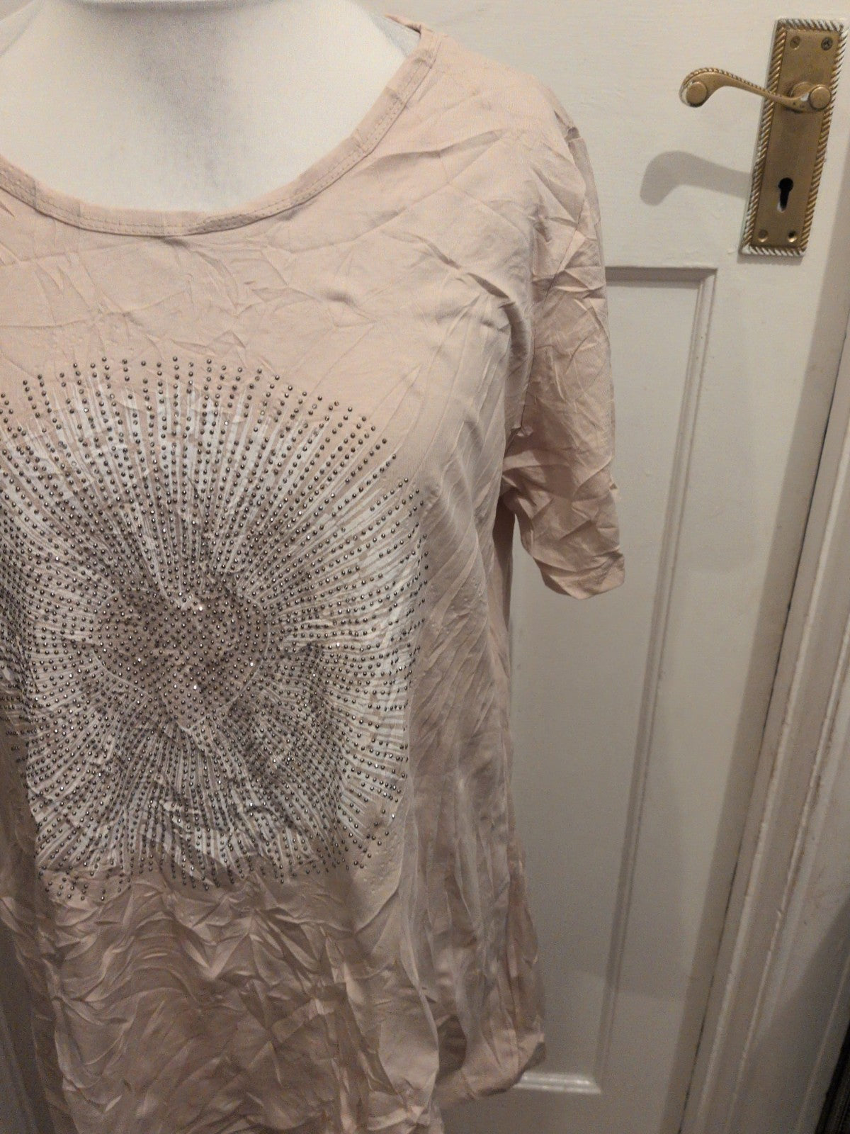 2XL Beige Stud Pattern Short Sleeve T-shirt
