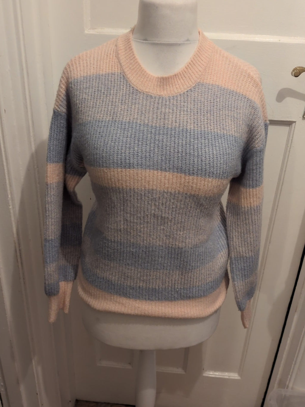 George Small Pale Pink And Blue Stripe Pullover Jumper