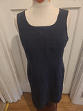Ladies St Michael Size 12 Navy Lined Rear Split Sleeveless Dress