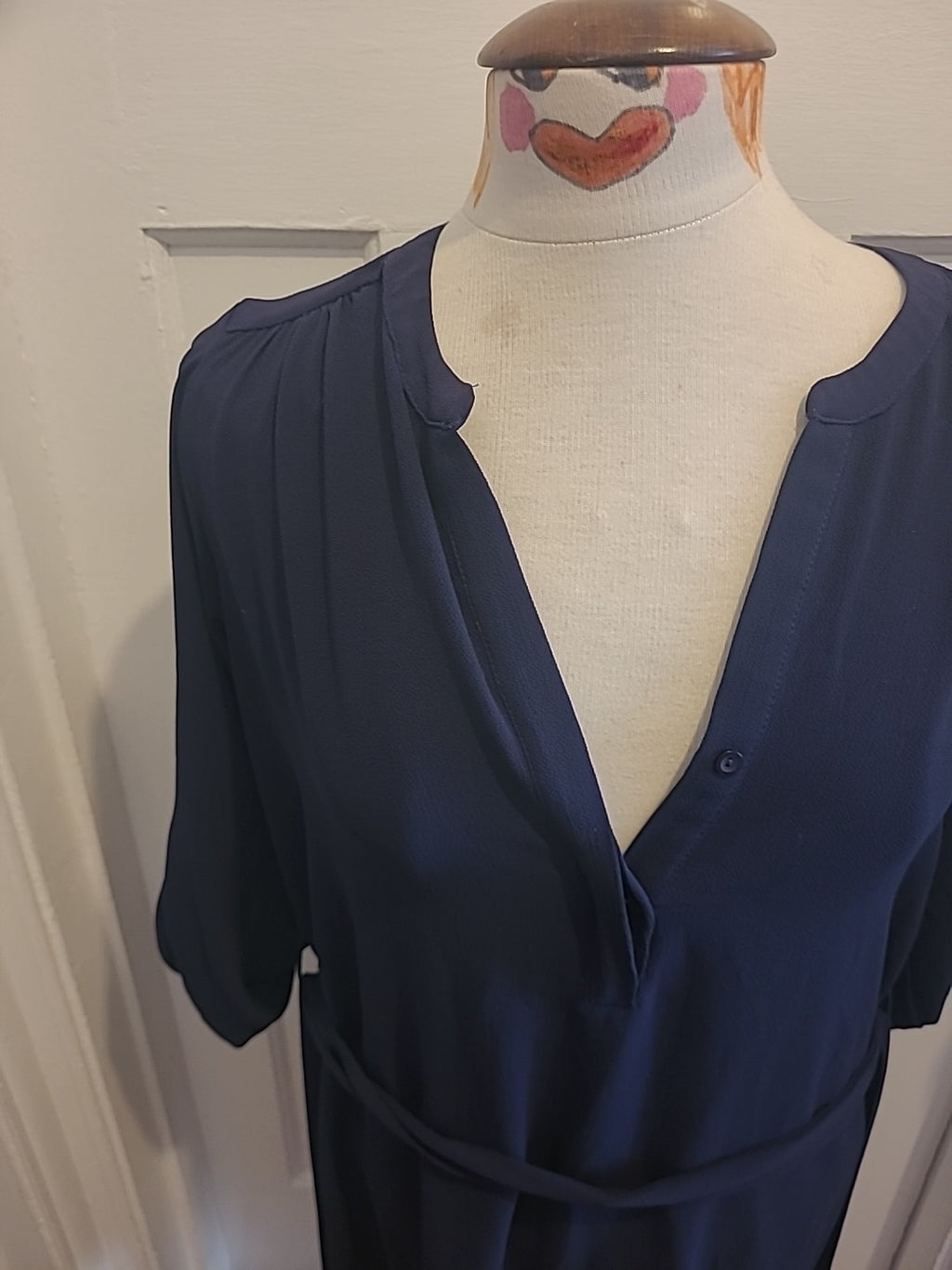 Ladies Dorothy Perkins Size 10 Navy Mid Sleeved Belted Dress