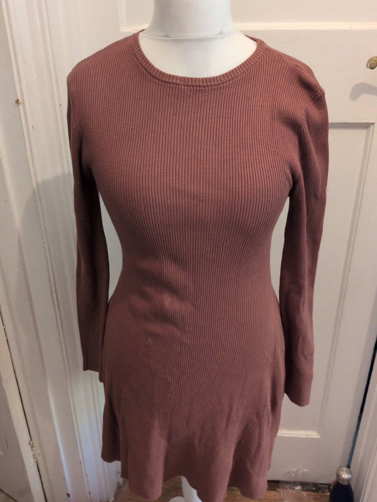 Primark 12-14 Brown Long Length Long Sleeve Dress