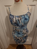Ladies I Saw It First Size 12 Blue/Grey/White Sleeveless Pencil Dress