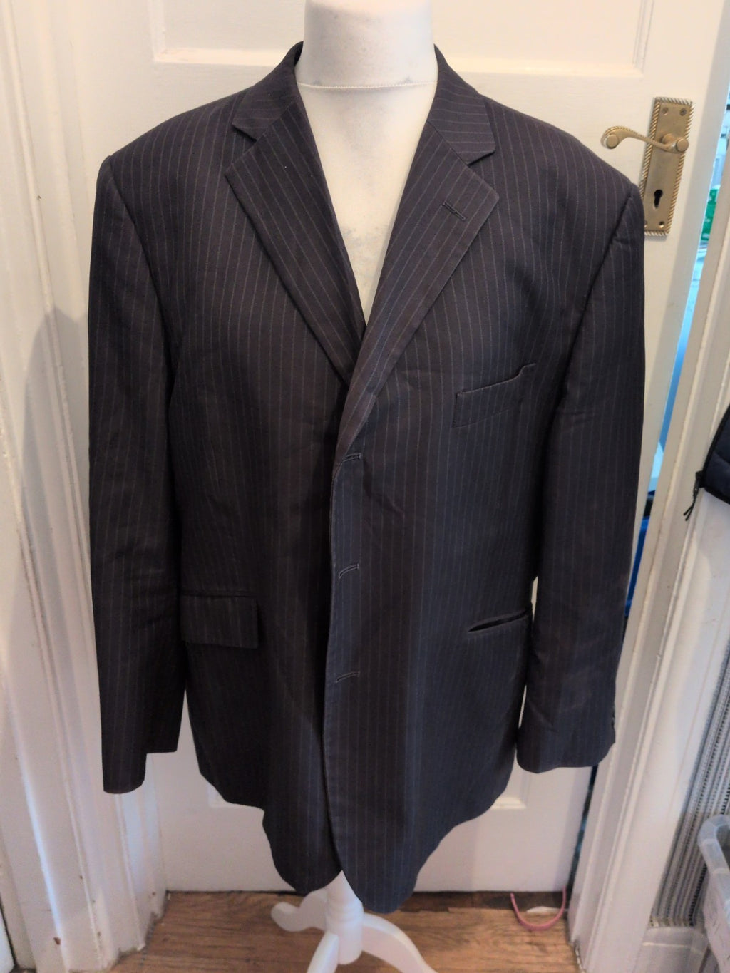 Marks And Spencer 46 Short Navy Stripe Suit Jacket
