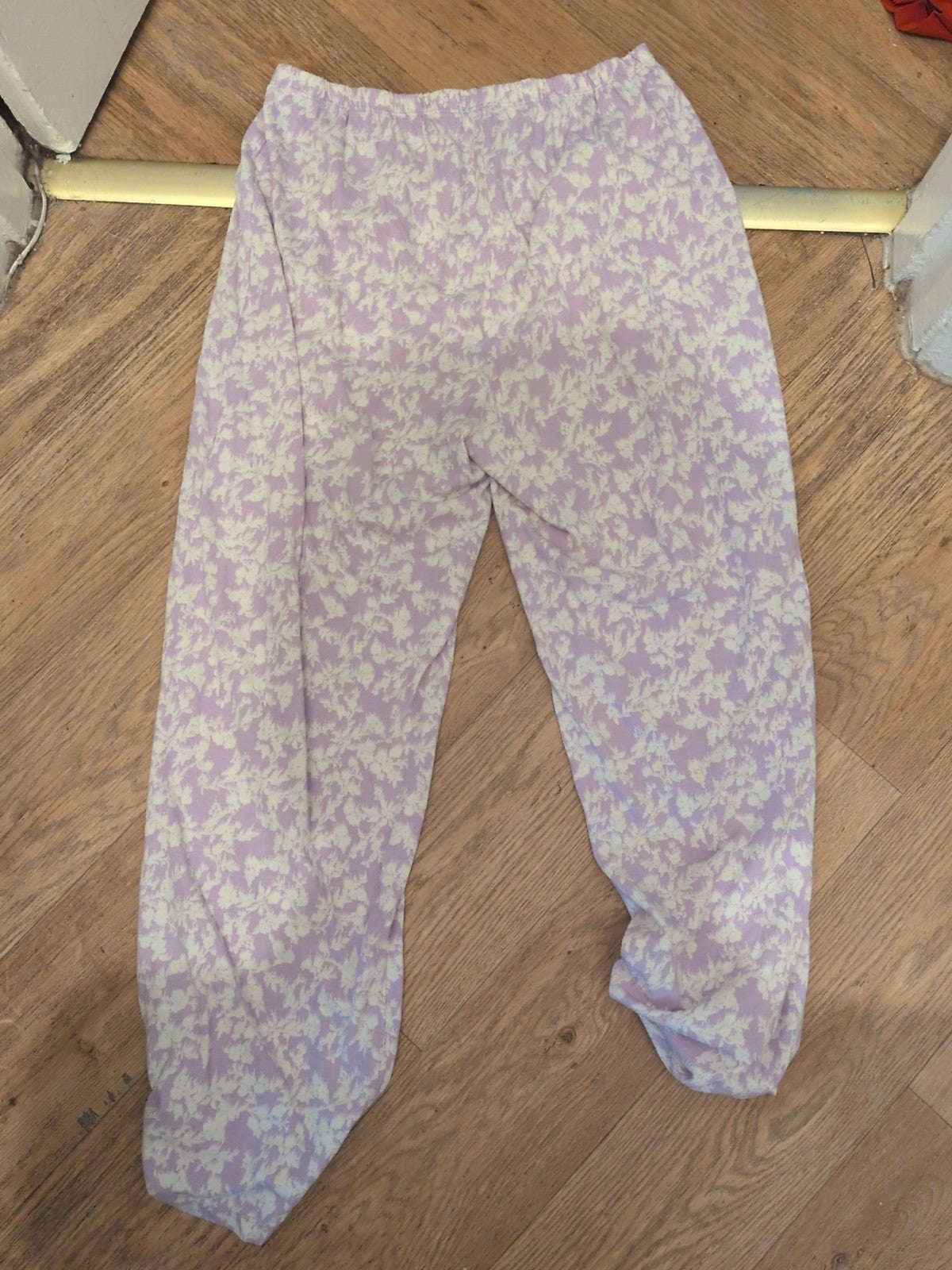 Medium Purple And White Patterned Elasticated Pyjama Bottoms