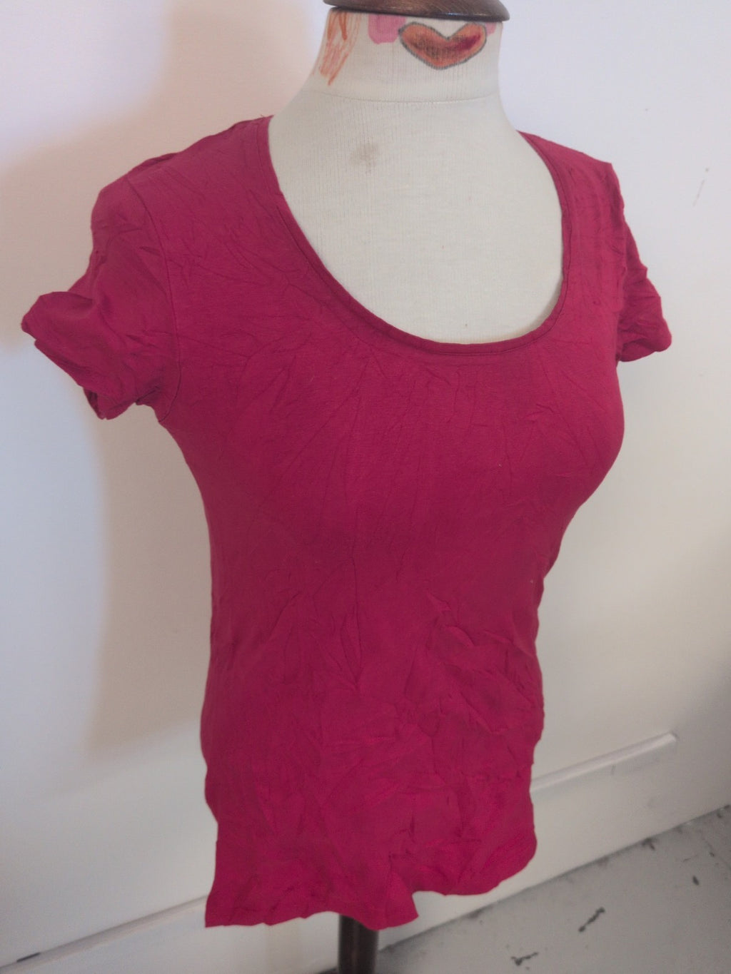 Ladies Primark Size 12 Red Short Sleeve Stretch T-shirt