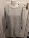 Ladies Peacocks Large Grey Beige Ribbed Pullover Jumper