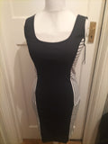 Ladies Zara Size L Black And White Striped Sleeveless Dress