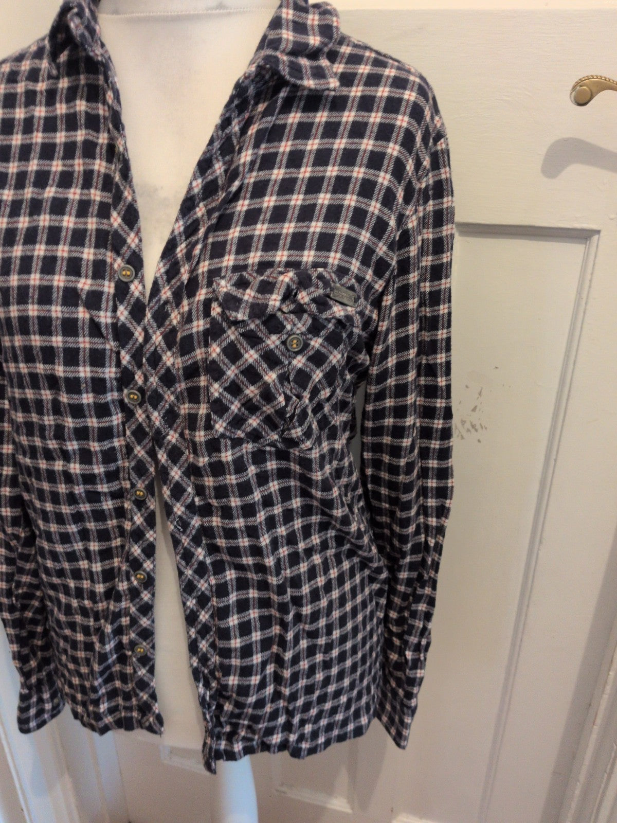 Regatta Large Navy Check Long Sleeve Shirt