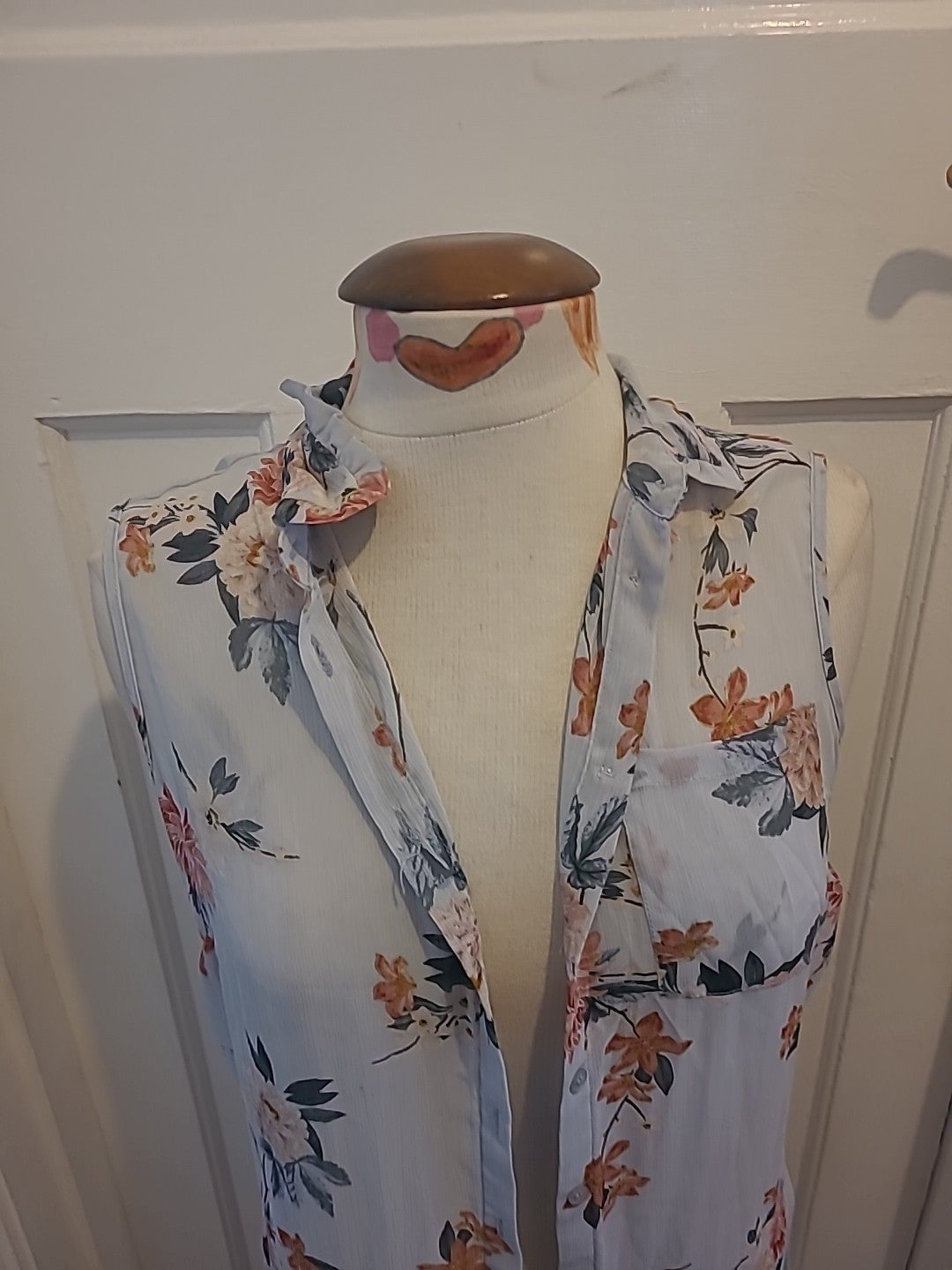 Ladies George Size 8 Blue Floral Lightweight Sheer Cardigan