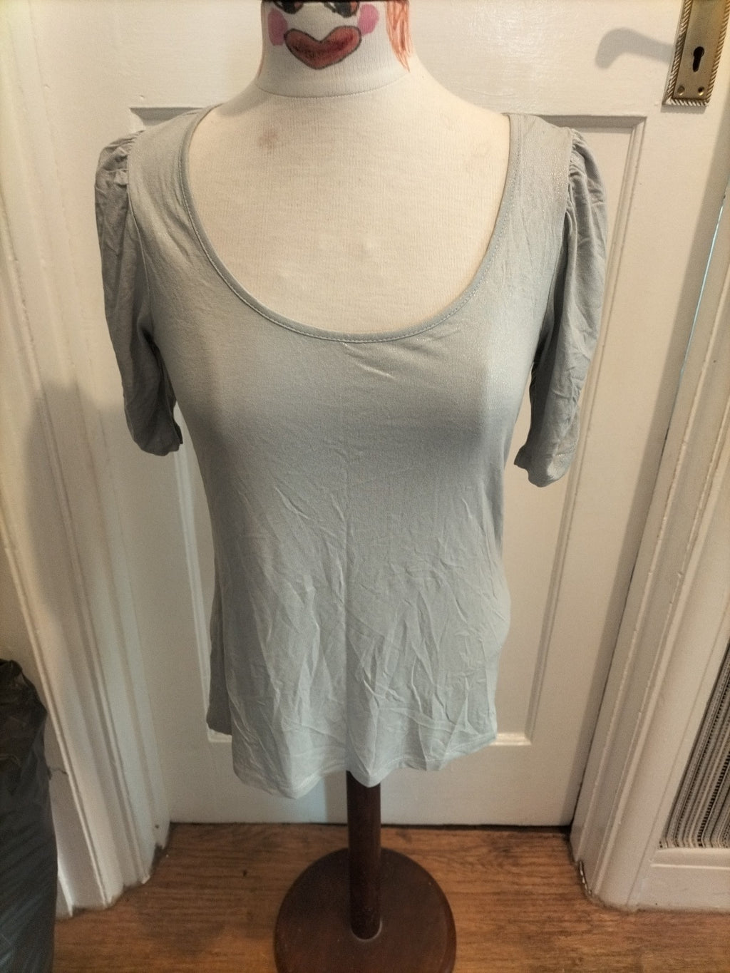 Ladies Marks And Spencer Size 12 Silver Shimmer Short Sleeved Tshirt