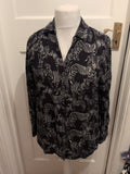 Tu 14 Black And White Tiger Printed Long Sleeve Collared Buttoned Shirt Blouse