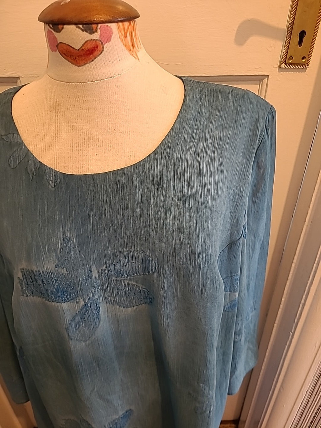 Ladies Size XL Blue Toned Lined Long Sleeved Dress