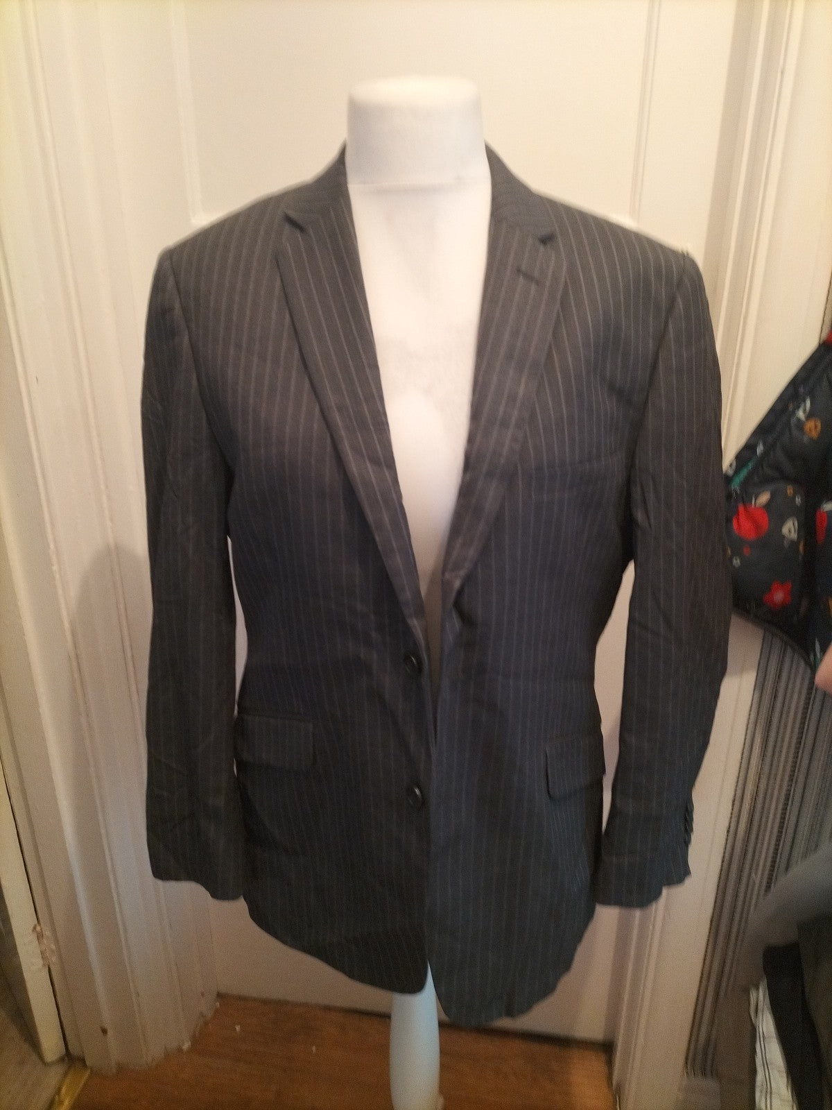 Mens Paul Costelloe Size 40 Short Grey Striped Jacket