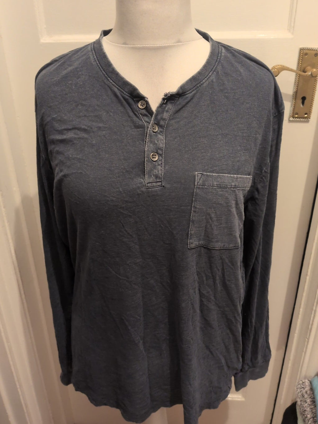 Mens F&F Size L Navy Long Sleeved Pyjama Top/T-shirt