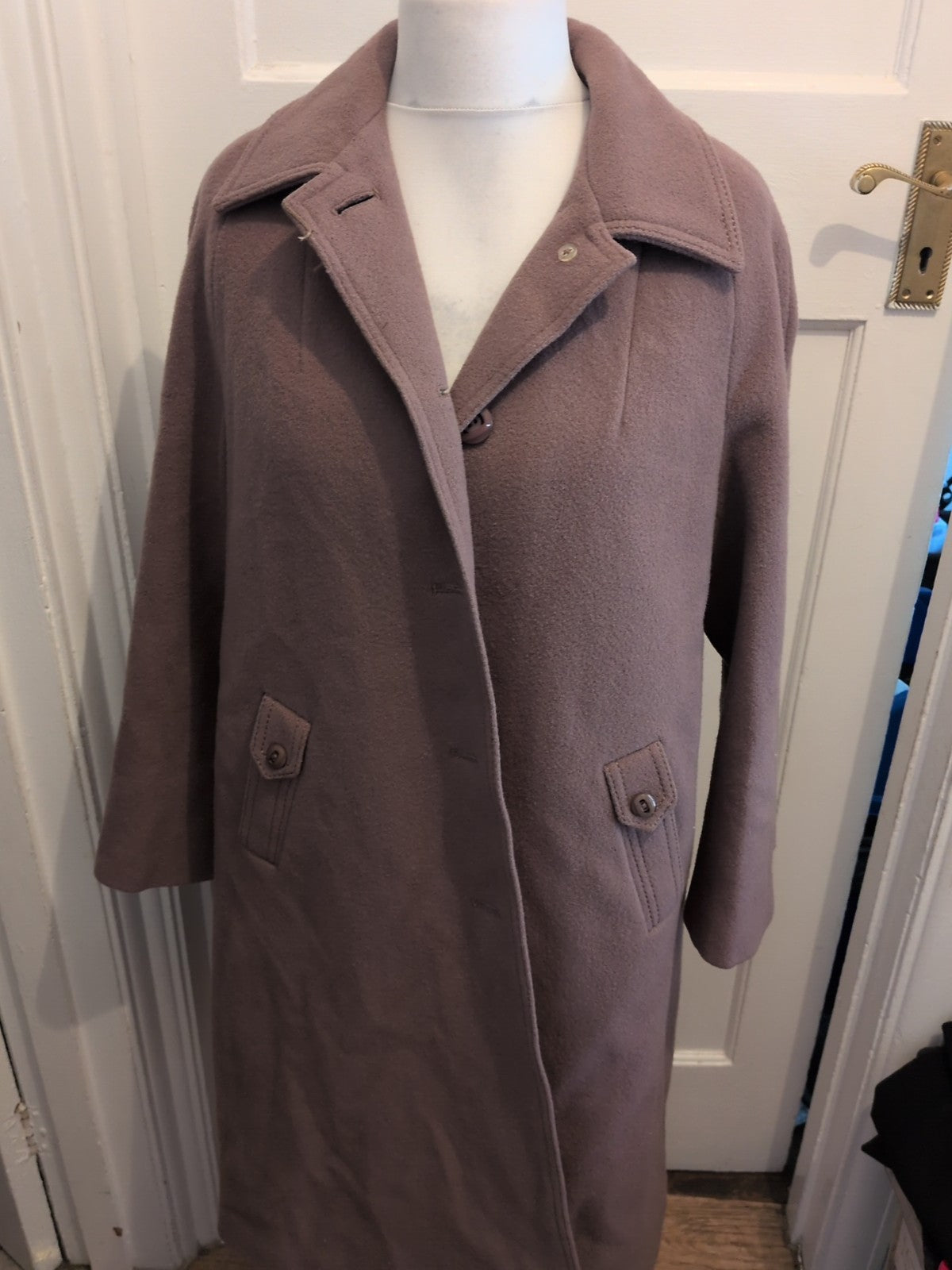English Lady Large Pale Brown Pure New Wool Vintage Longline Jacket