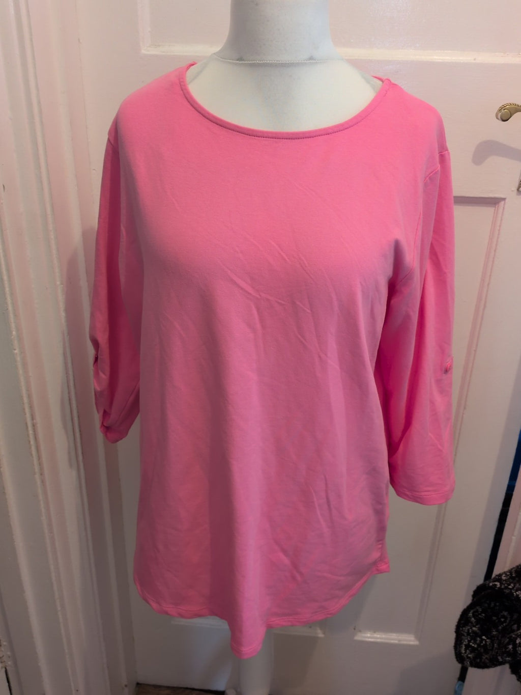 Ladies Pink XL Half Sleeve Round Neck Blouse