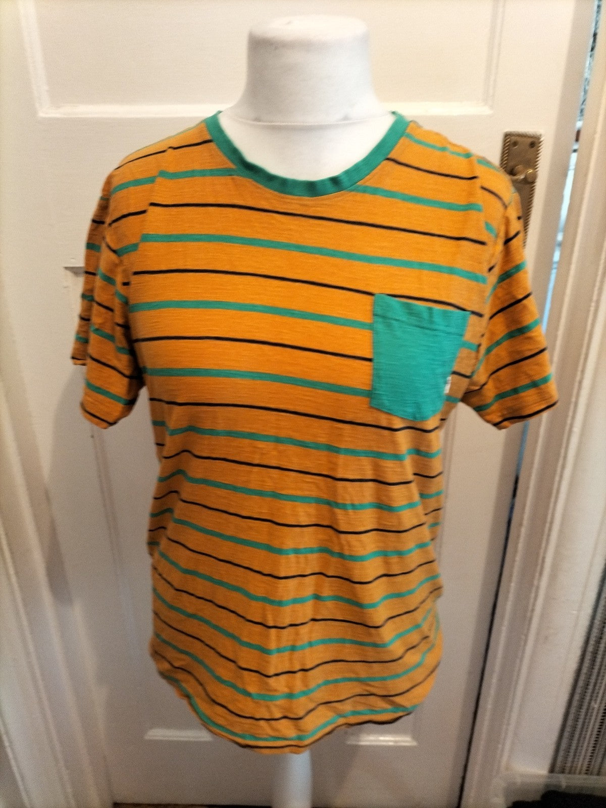 Mens Saltrock Size M Orange And Green Short Sleeved T-shirt