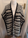 Papaya S/M Black And White Knit Short Sleeve Cardigan