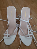 Ladies Prettylittlething Size Uk 6 White Wrap Tie Heels