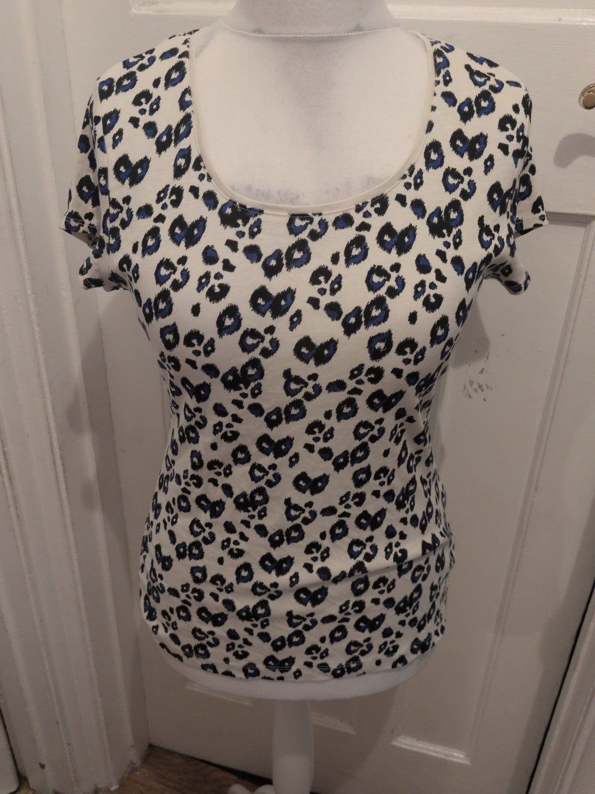 Next 16 Blue/Black/Cream Leopard Print Short Sleeve T-shirt