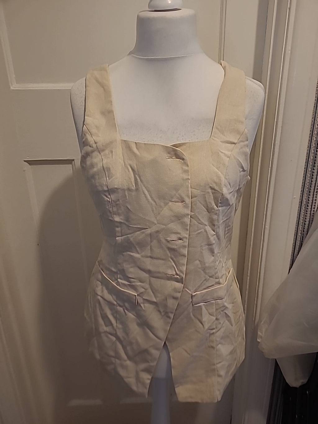 Brand New Ladies Prettylittlething Size 16 Stone Longline Square Neck Waistcoat