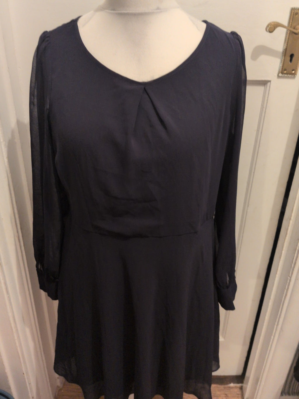Ladies F&F Size 18 Navy Long Sleeve Dress