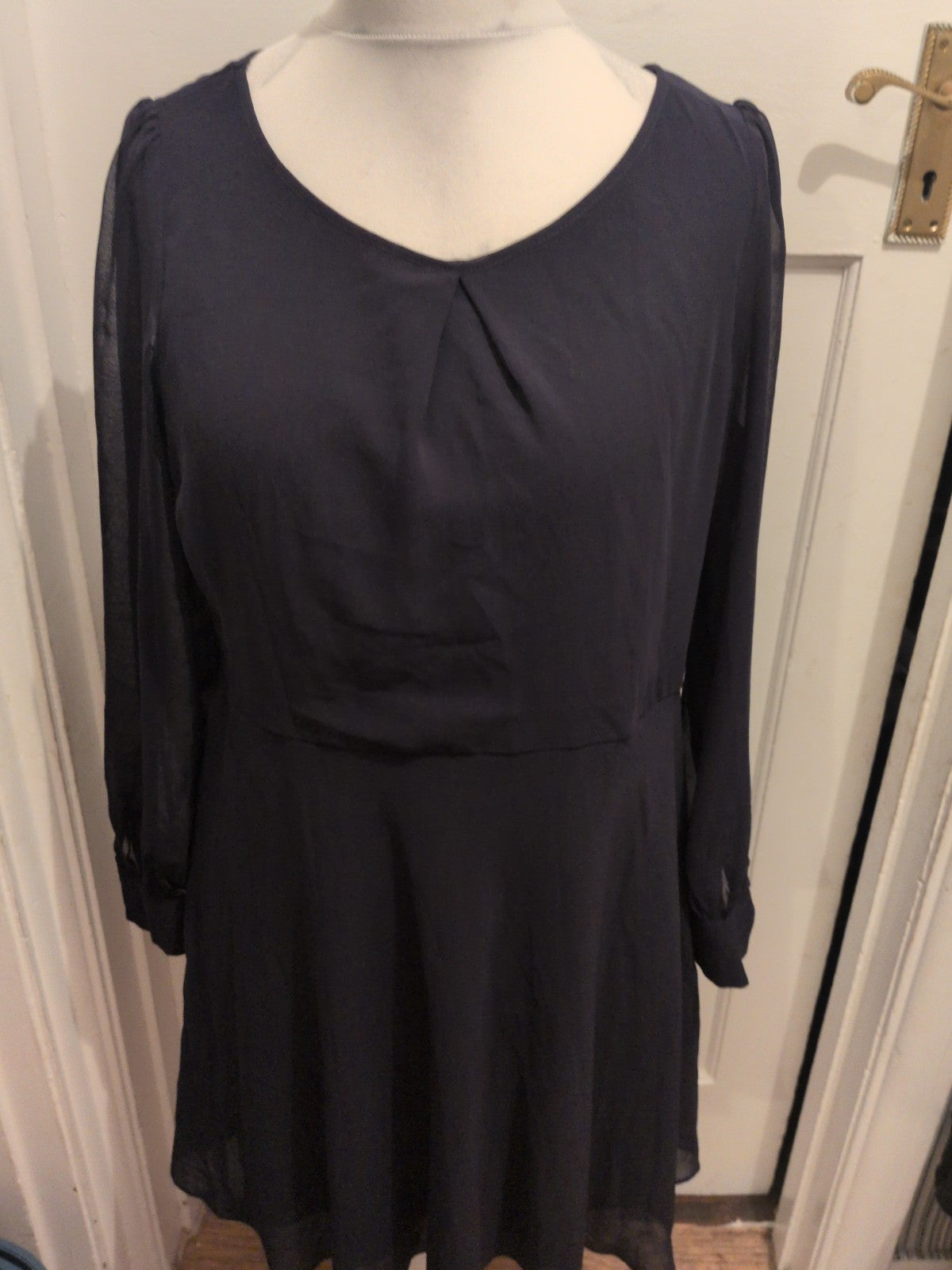 Ladies F&F Size 18 Navy Long Sleeve Dress