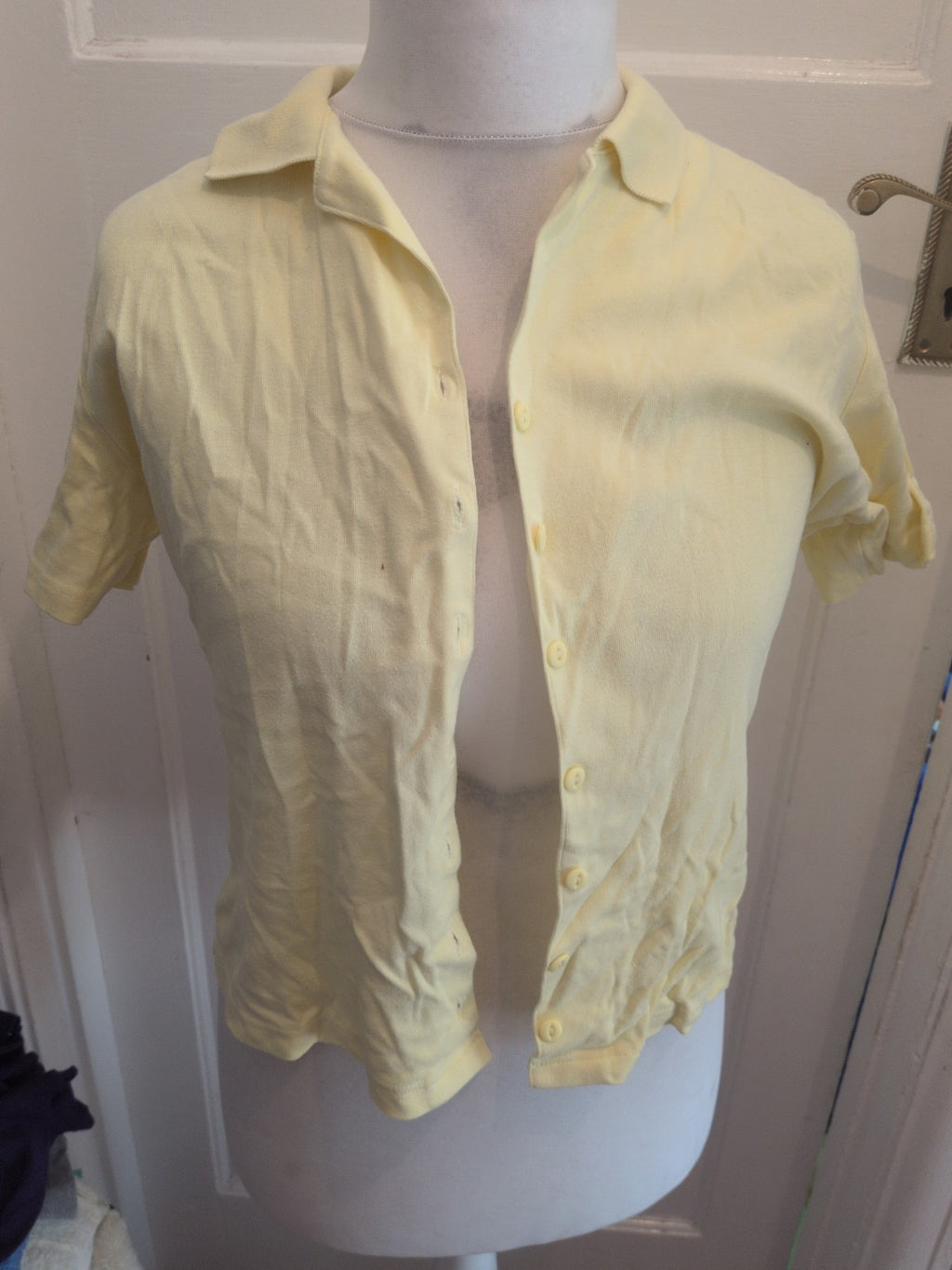 BHS 14 Yellow Short Sleeve Buttoned Cardigan Collared