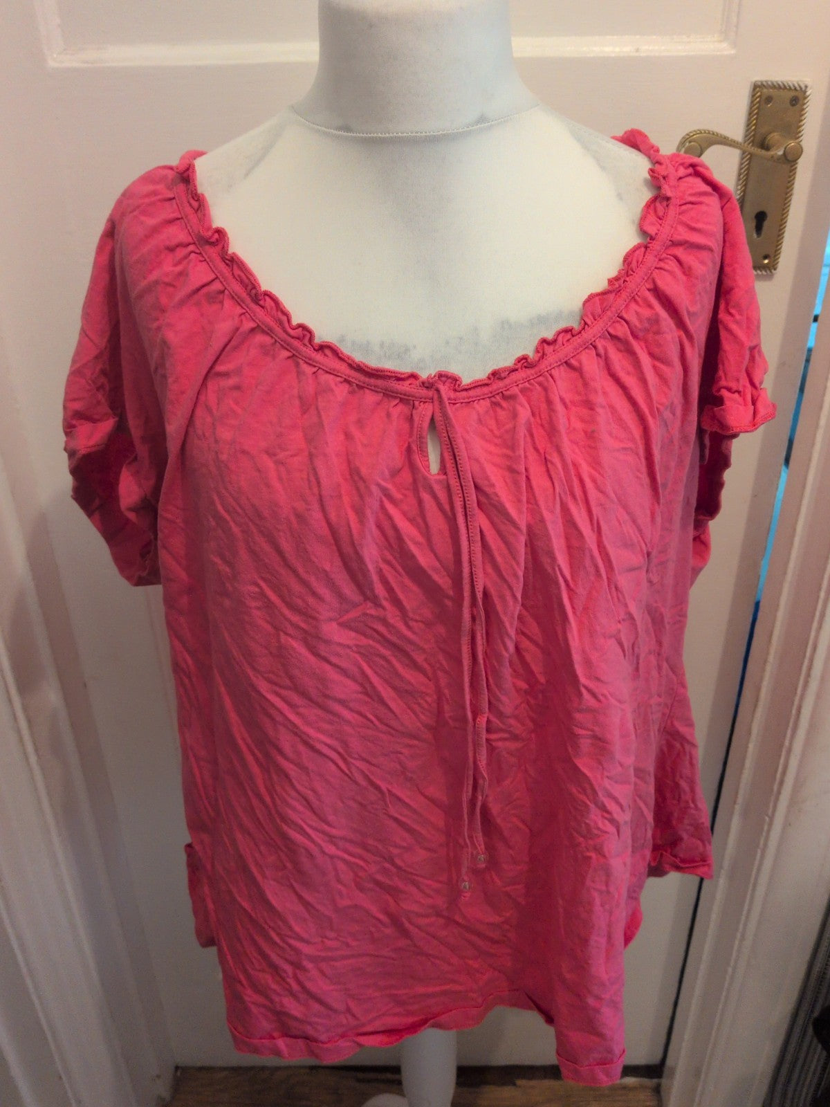 30/32 Pink V Neck Short Sleeve Blouse