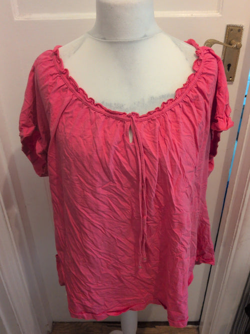 30/32 Pink V Neck Short Sleeve Blouse