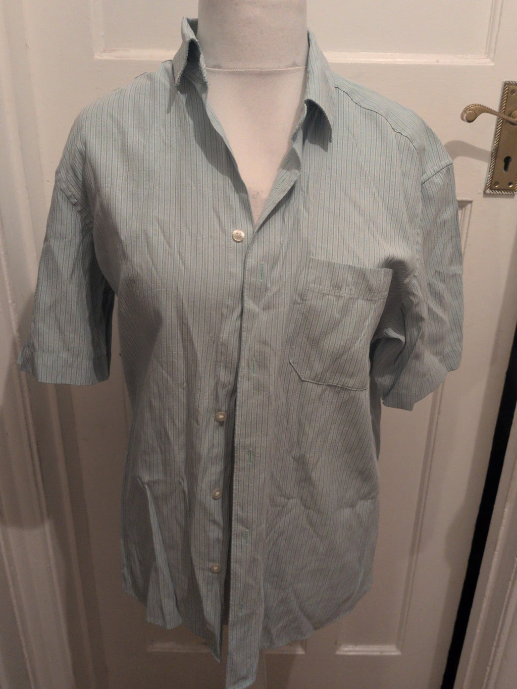 M&S Collection Medium Green Stripy Short Sleeve Shirt