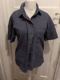Shein Large Blue Short Sleeve Collared Buttoned Blouse
