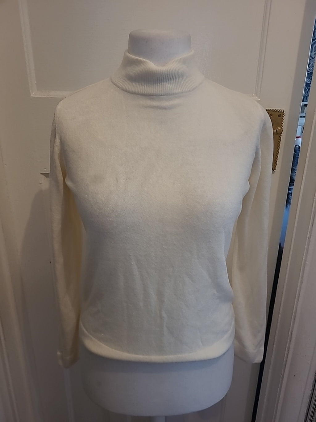 Mens BM Size Small Cream High Neck Jumper Pullover