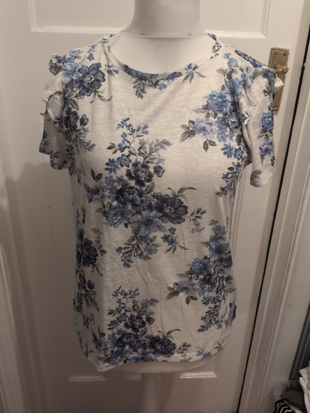 Oasis Large Purple Floral Short Sleeve Blouse