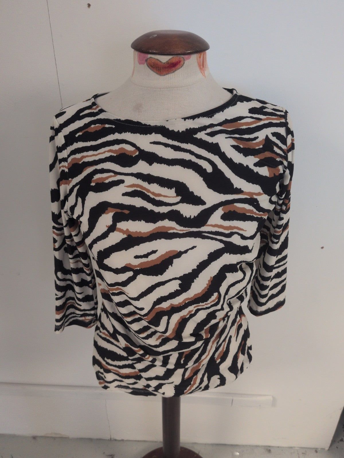 Vanessa Zani Large Multicoloured Zebra Print 3/4 Sleeve Blouse
