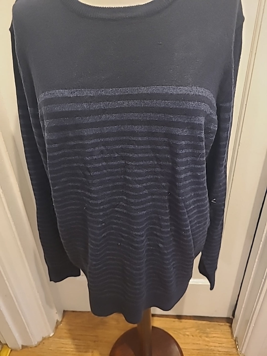 Mens F+F Size XL 2 Tone Navy Striped Pullover Jumper