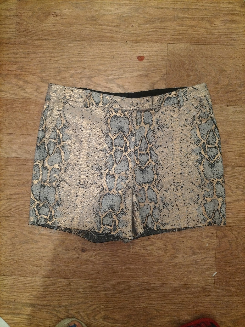 Ladies Topshop Size 10 Grey Shimmery Shorts Patterned