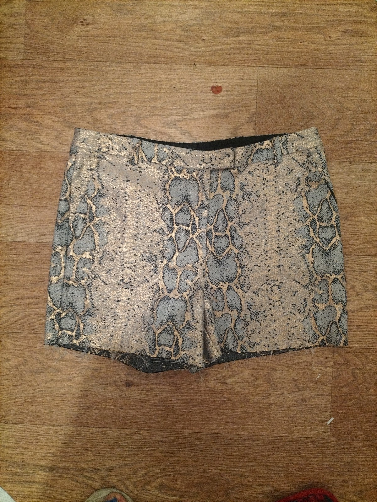Ladies Topshop Size 10 Grey Shimmery Shorts Patterned