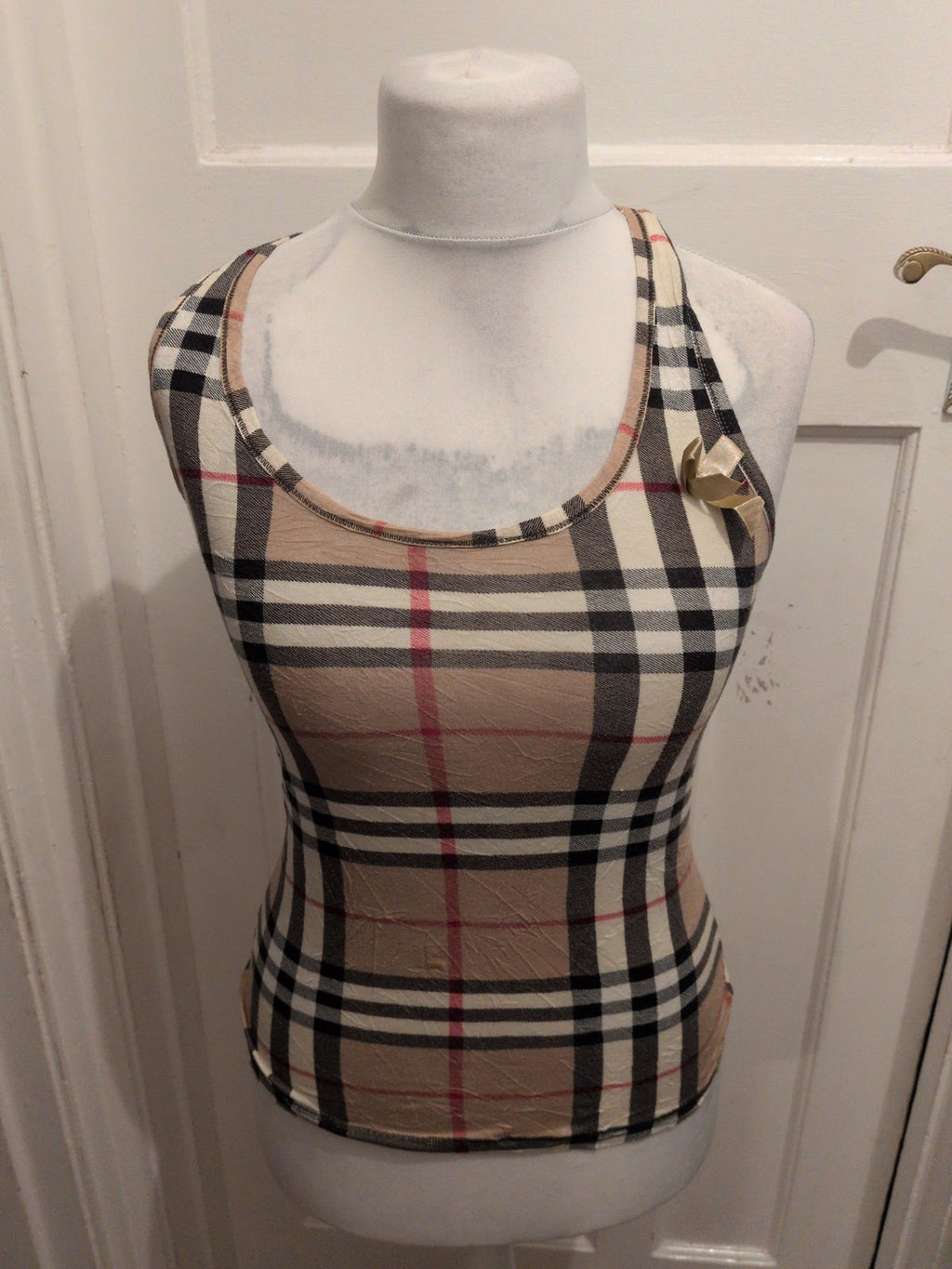 Small Multicoloured Check Sleeveless T-shirt