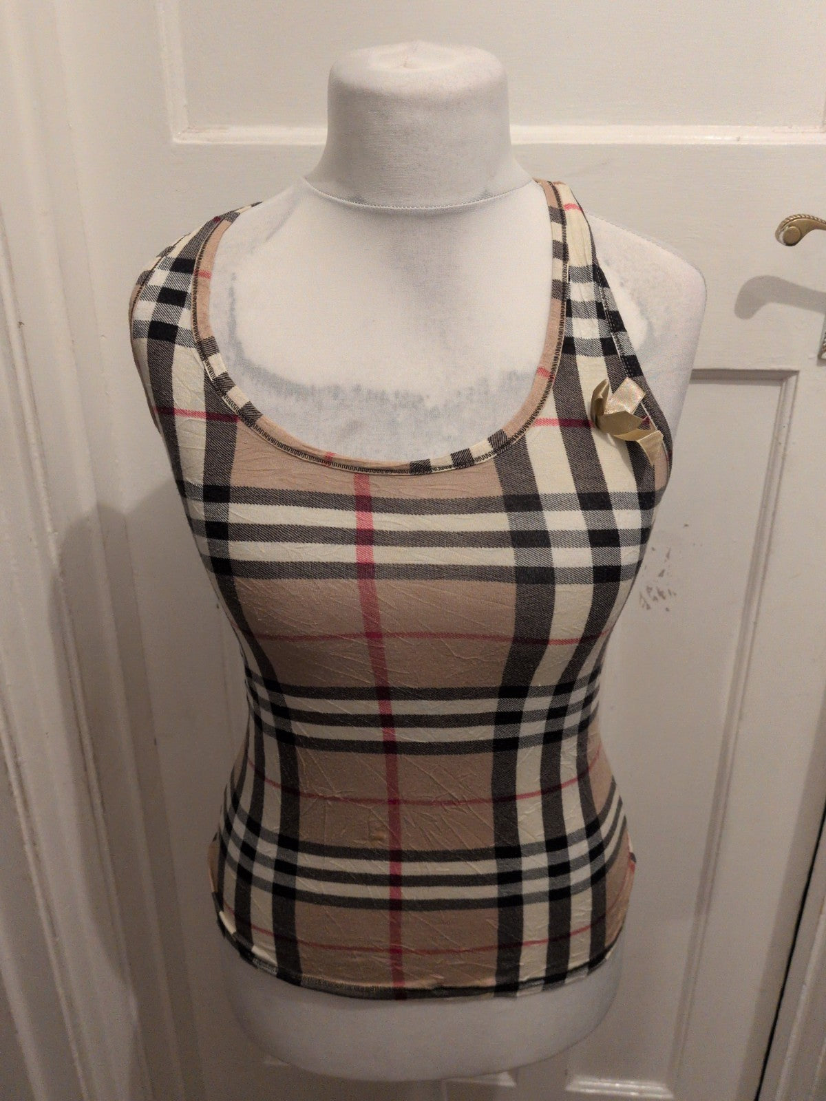Small Multicoloured Check Sleeveless T-shirt