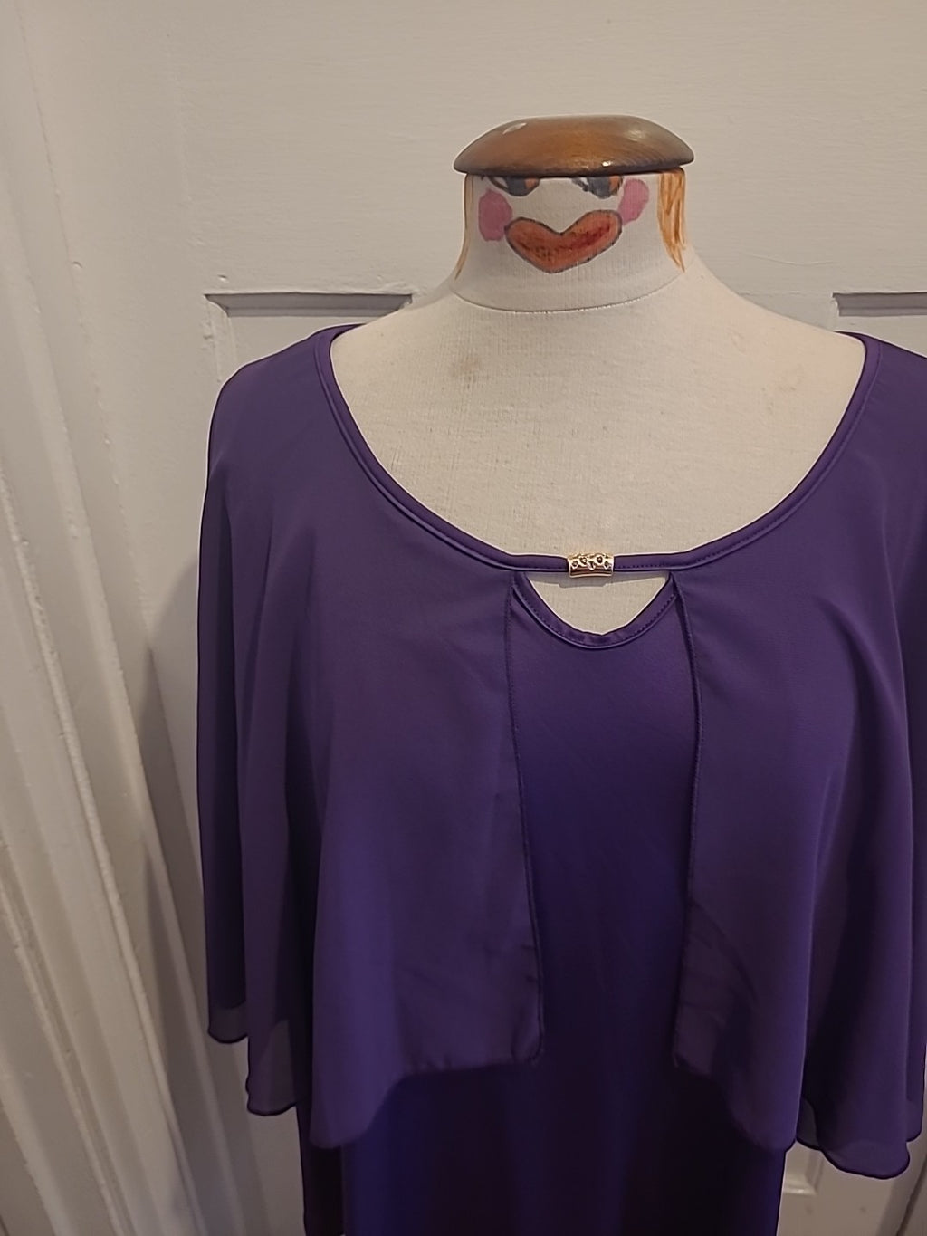 Ladies Size 4XL Plus Purple Flowy Sleeved Blouse